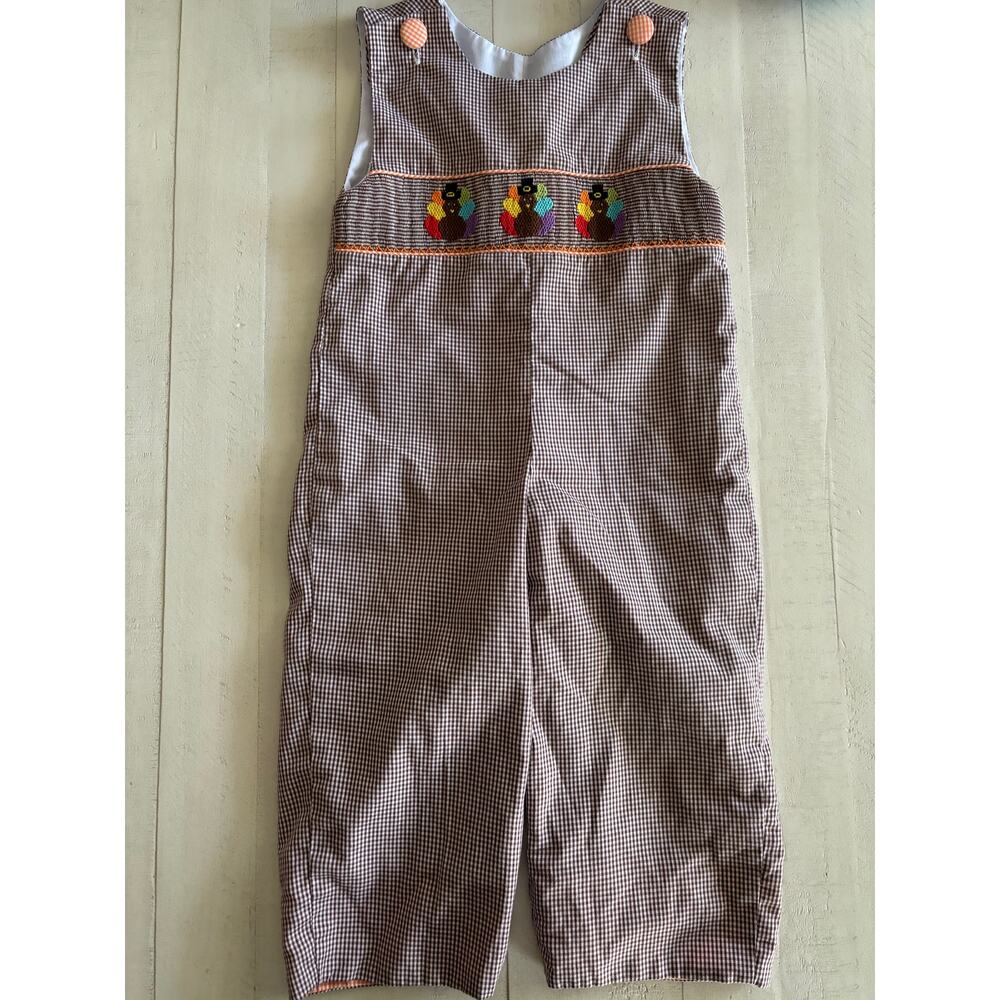 Smocking Birds Smocked Thanksgiving Turkey Romper Size 12-18 Months